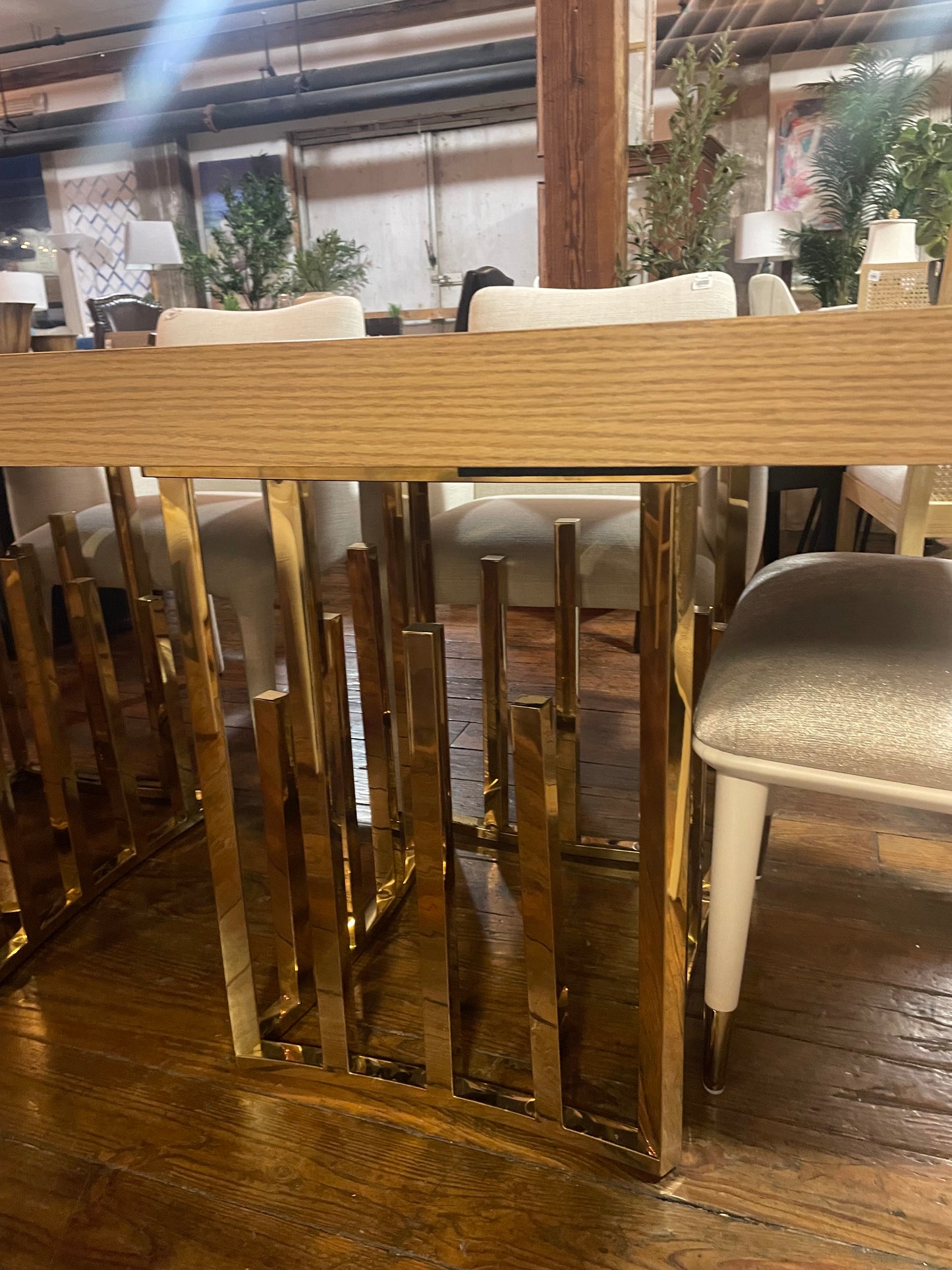 Modern wood dining table 40x80 w/ gold legs ✨