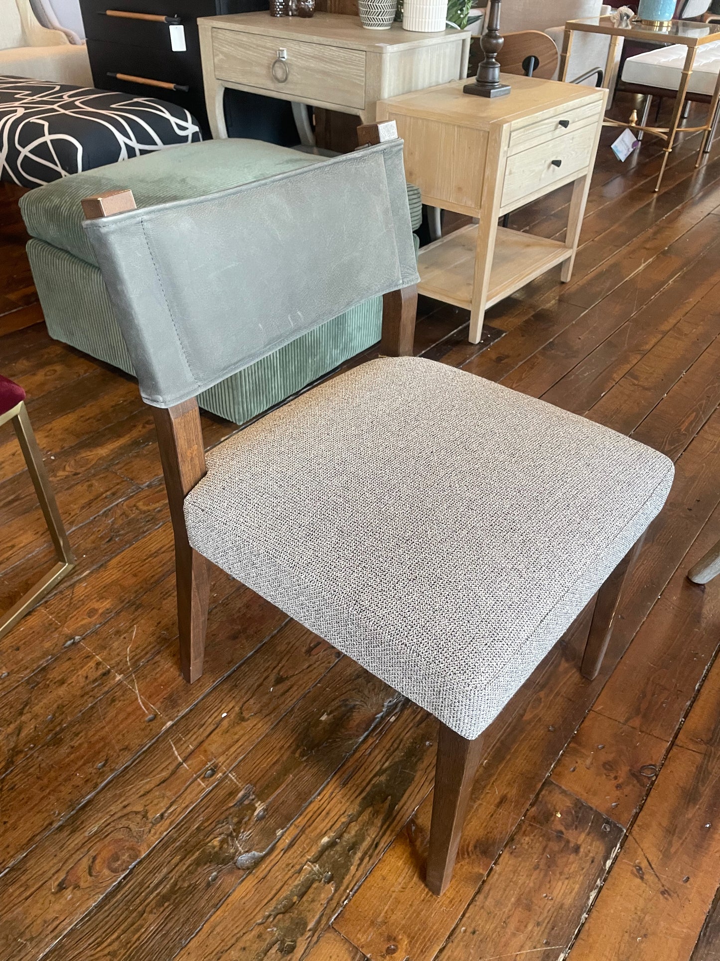 Four Hands grey leather & tweed chair ☕️