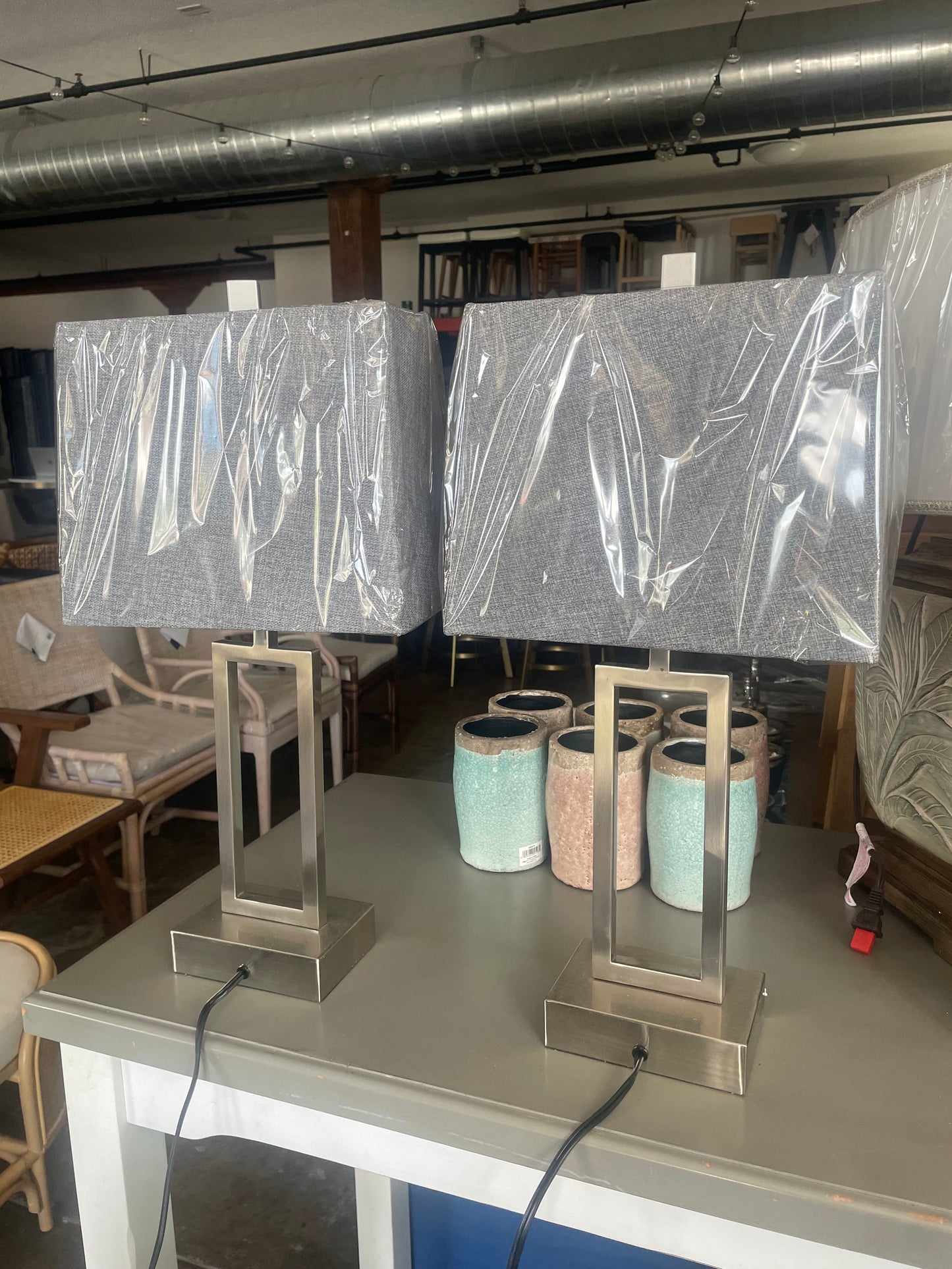 2 gray touch lamps w/ USB 🩶