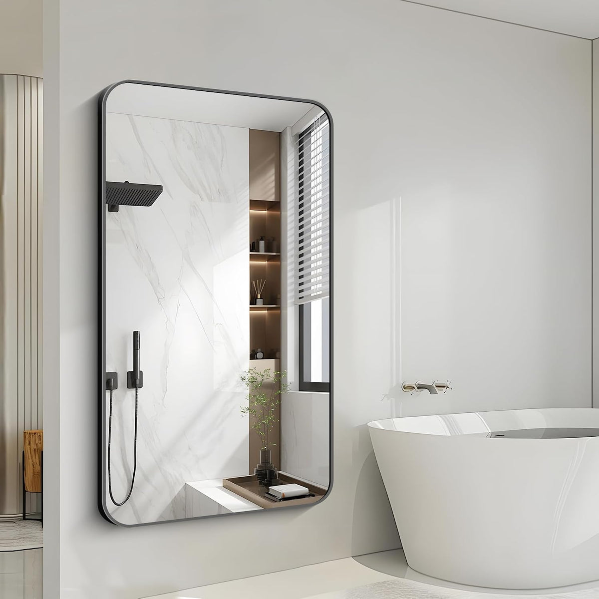 Oversized 60x36 black bathroom mirror