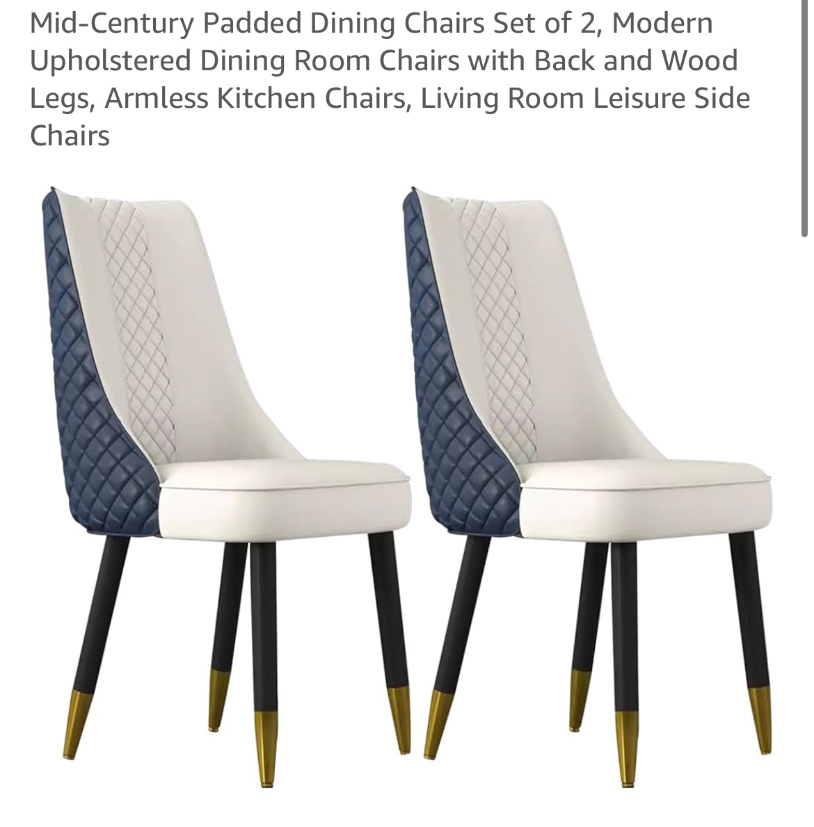 2 dark blue & grey faux leather chairs 🖤