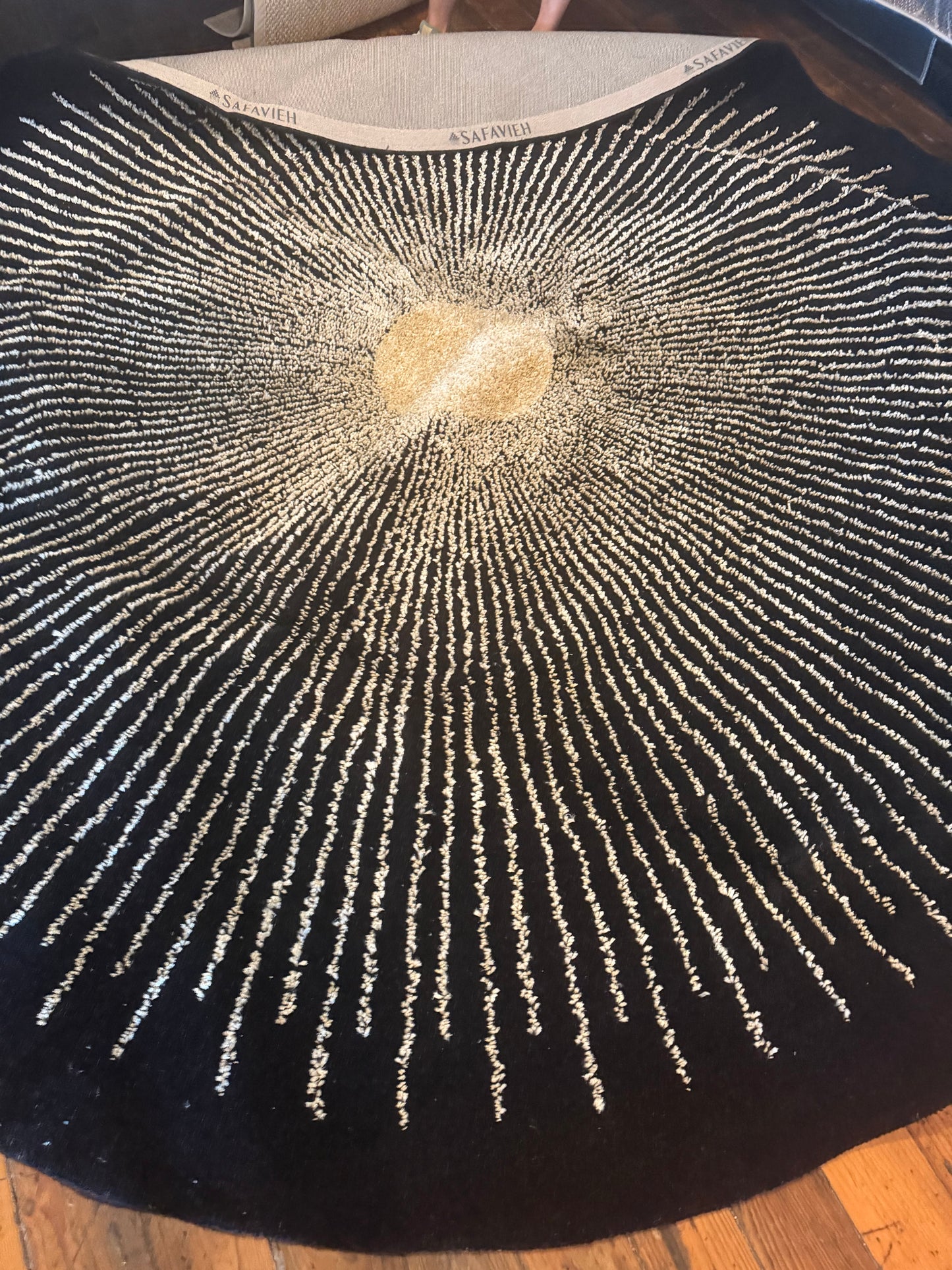 10ft round black & beige firework handmade wool rug π€