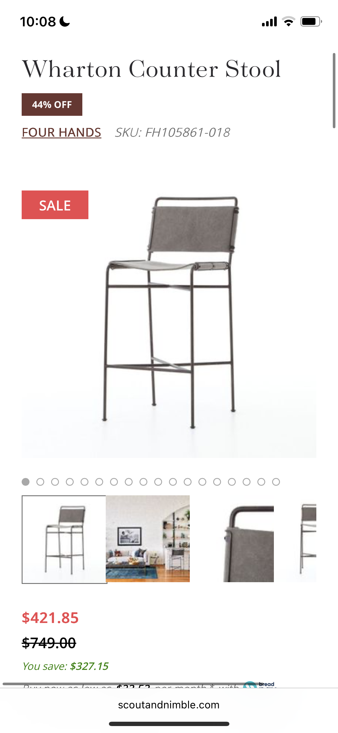 2 Four Hands 30” barheight grey & black steel barstools🍷