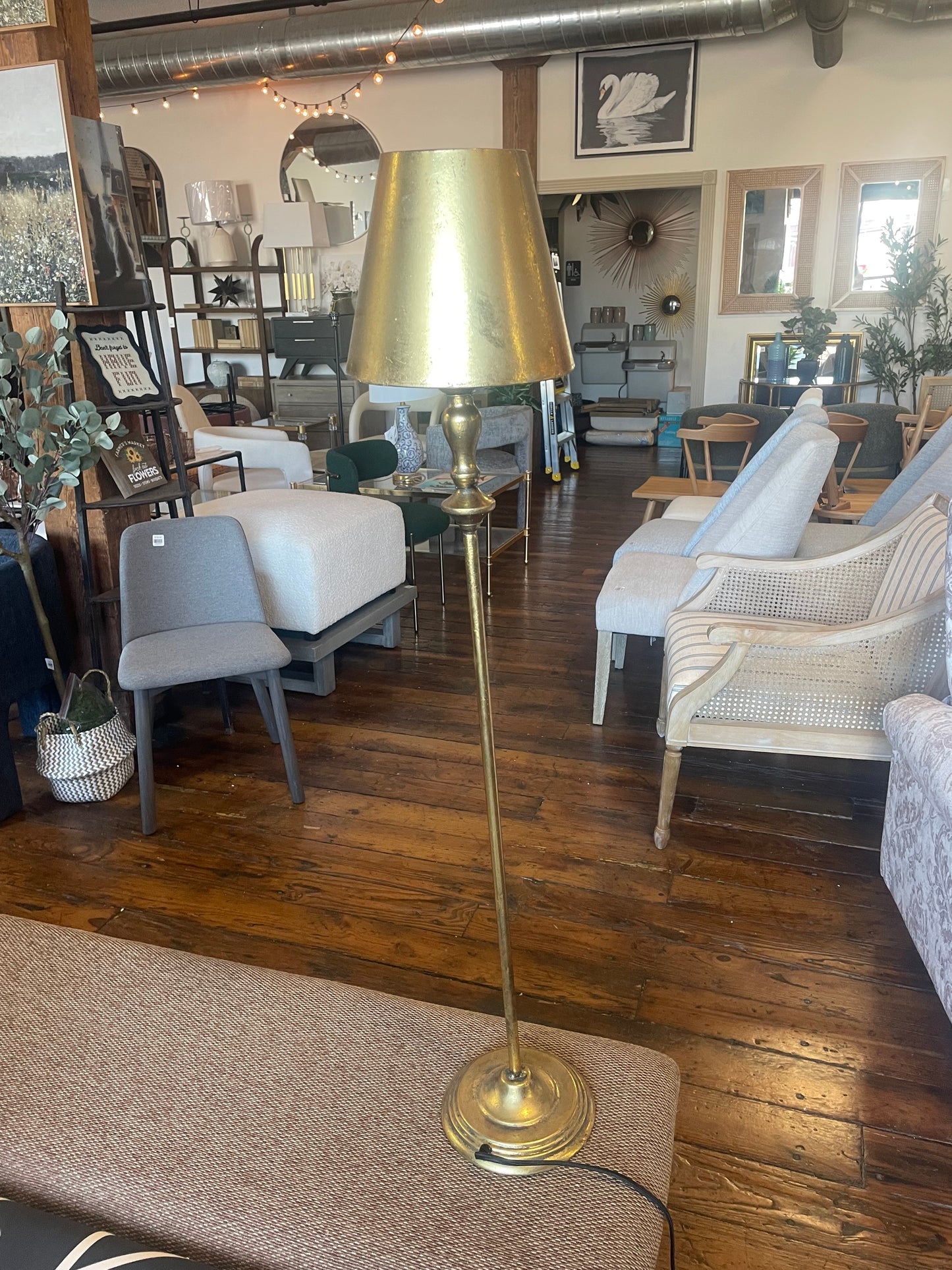 Tall 40" candlestick gold table lamp ✨