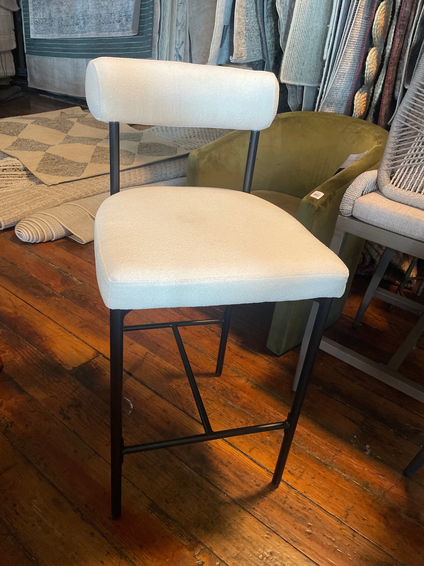Nathan James white boucle counterheight barstool 🥂