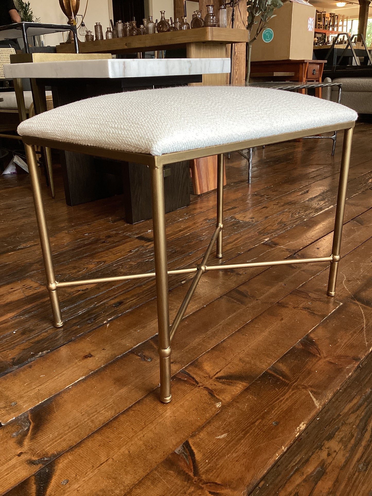 Uttermost small white & gold bench ✨