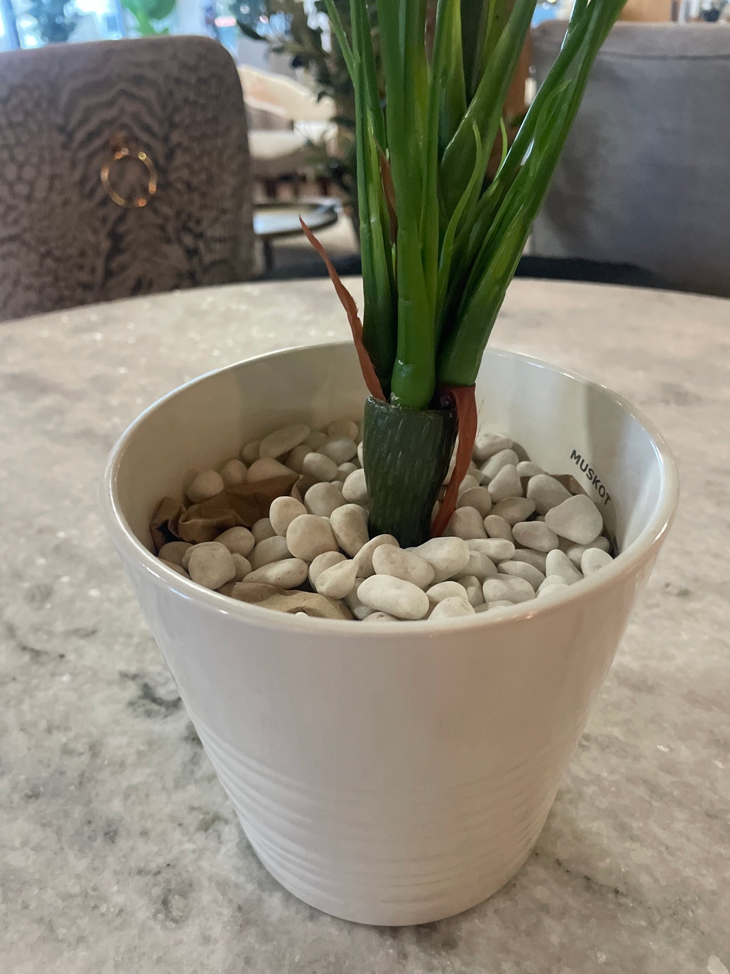 Faux plant in white planter 🌿