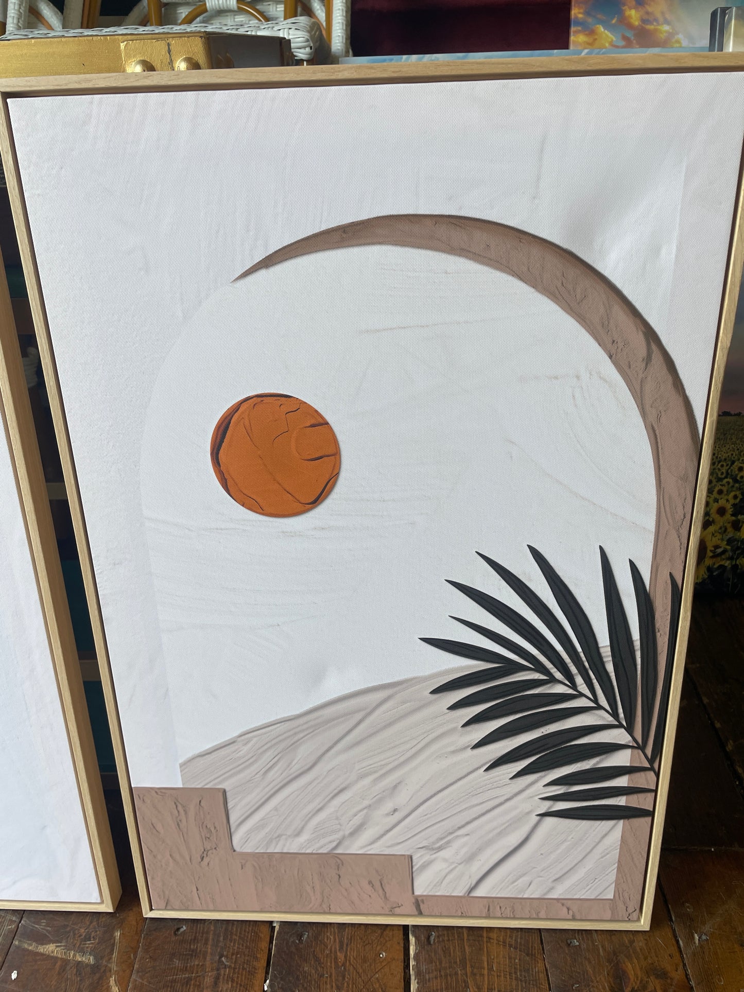 20x30 boho neutral framed canvas 🌿