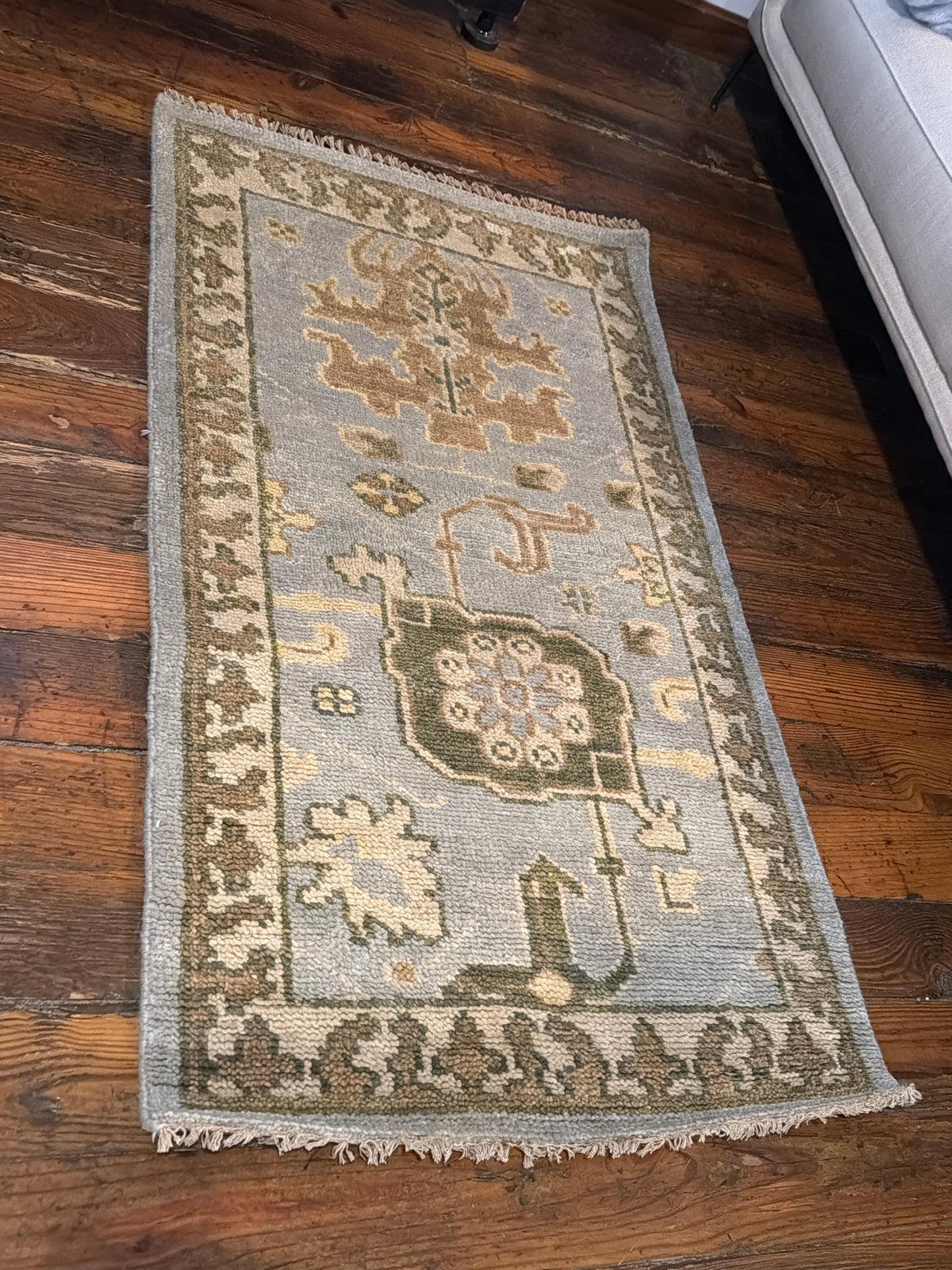 3x5 hand knotted blue wool Oushak rug 🌷