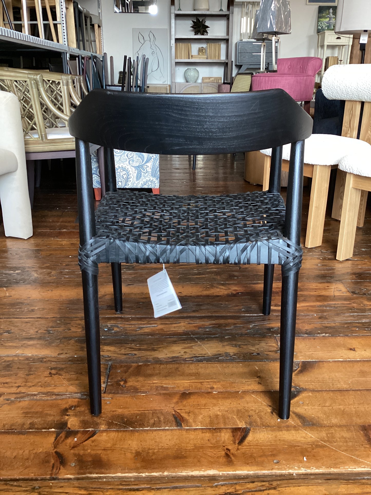 Black wood & woven leather Sungkai accent chair 🖤