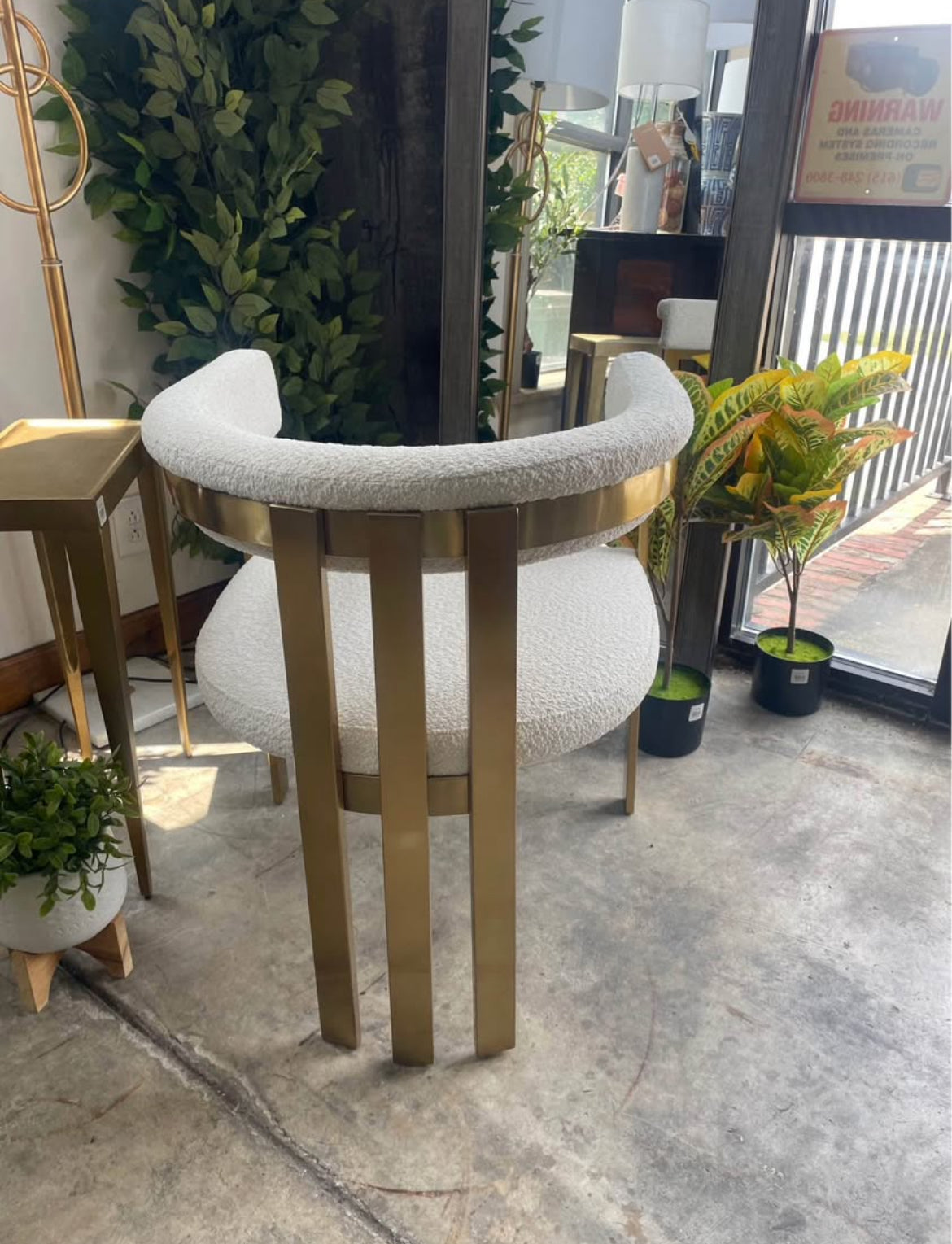 Modern ivory & gold sherpa accent chair ✨