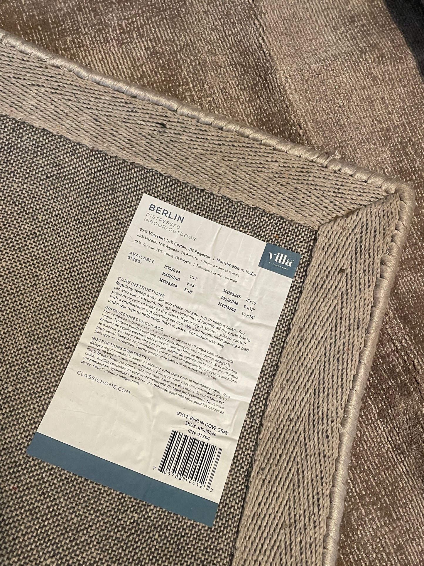 9x12 Dove Grey Handwoven Distressed Area Rug🕊 🩶