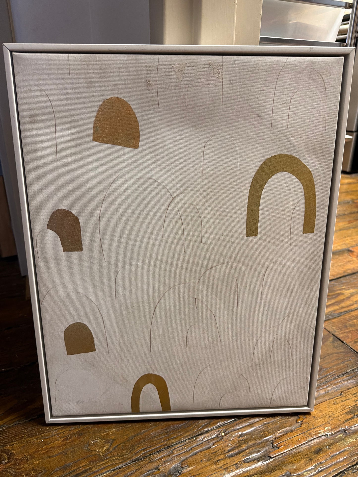 Modern white & gold framed canvas 🤍