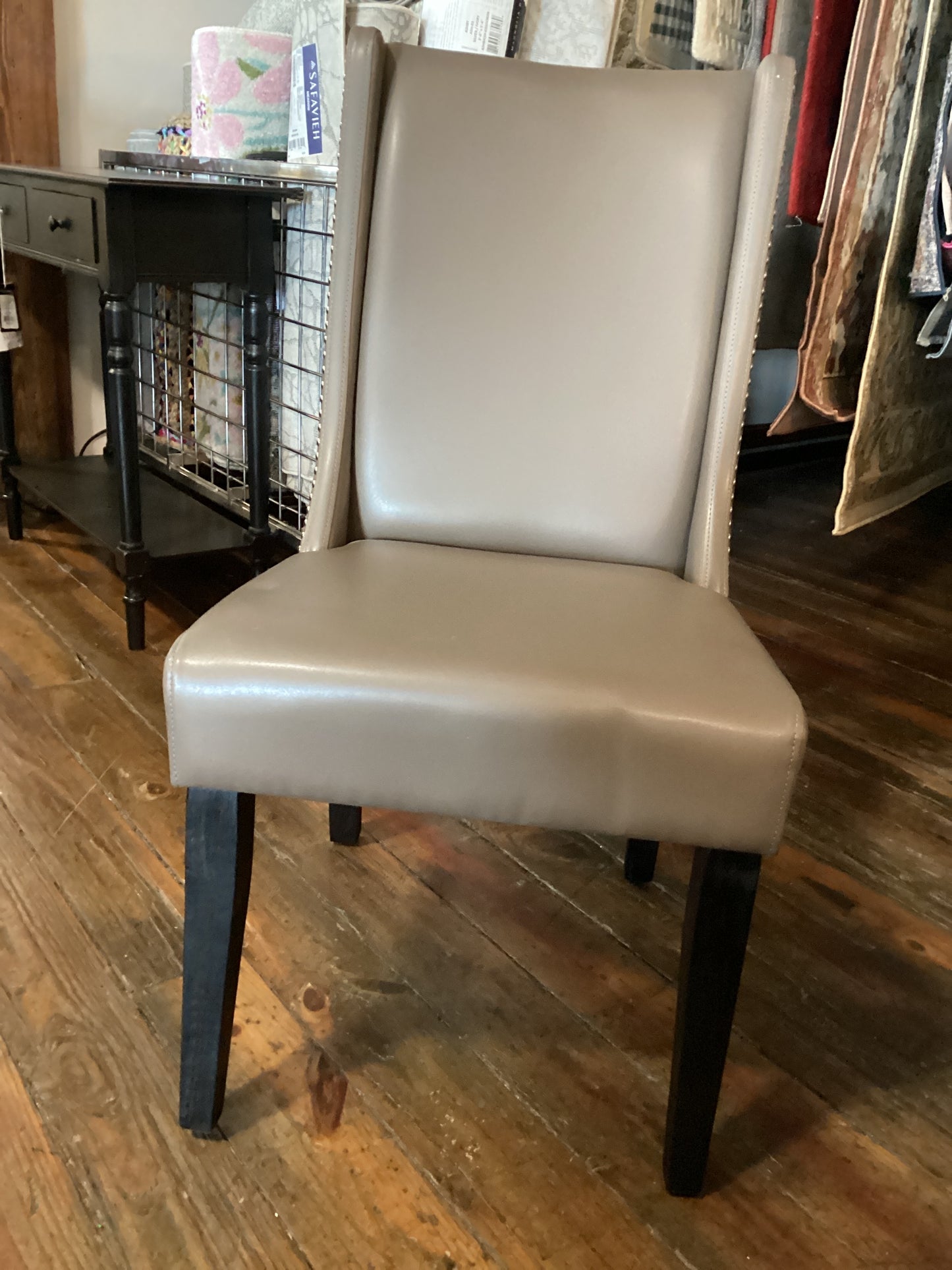 4 vegan leather dining chairs in espresso w/ nailhead trim 🍽️