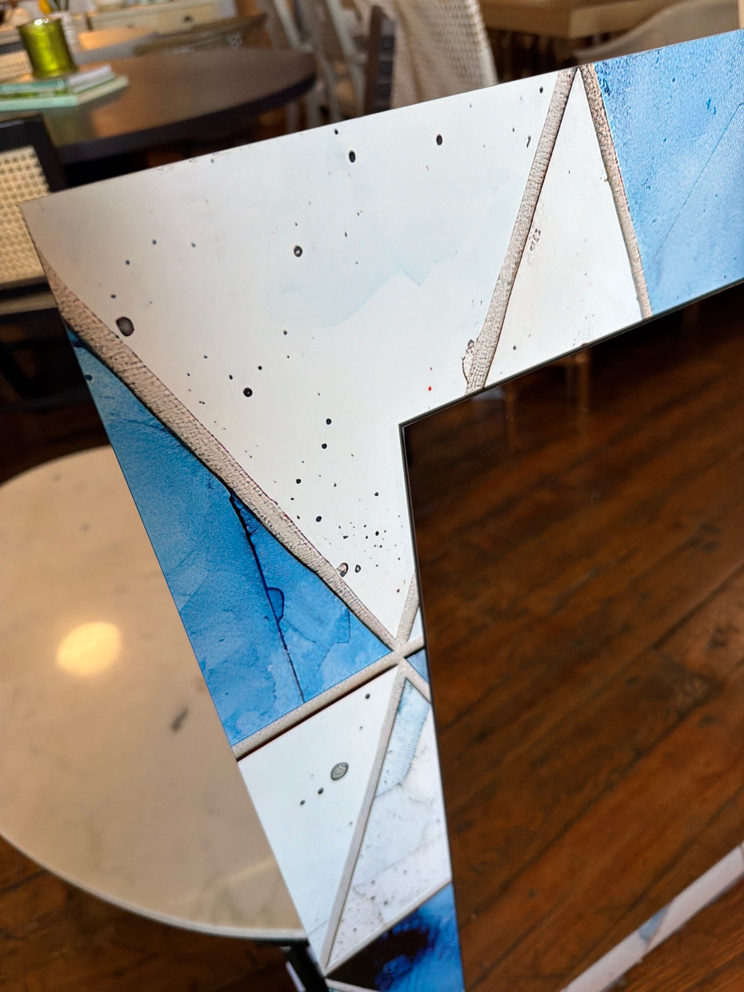 30x40 blue & white mirror 🤍
