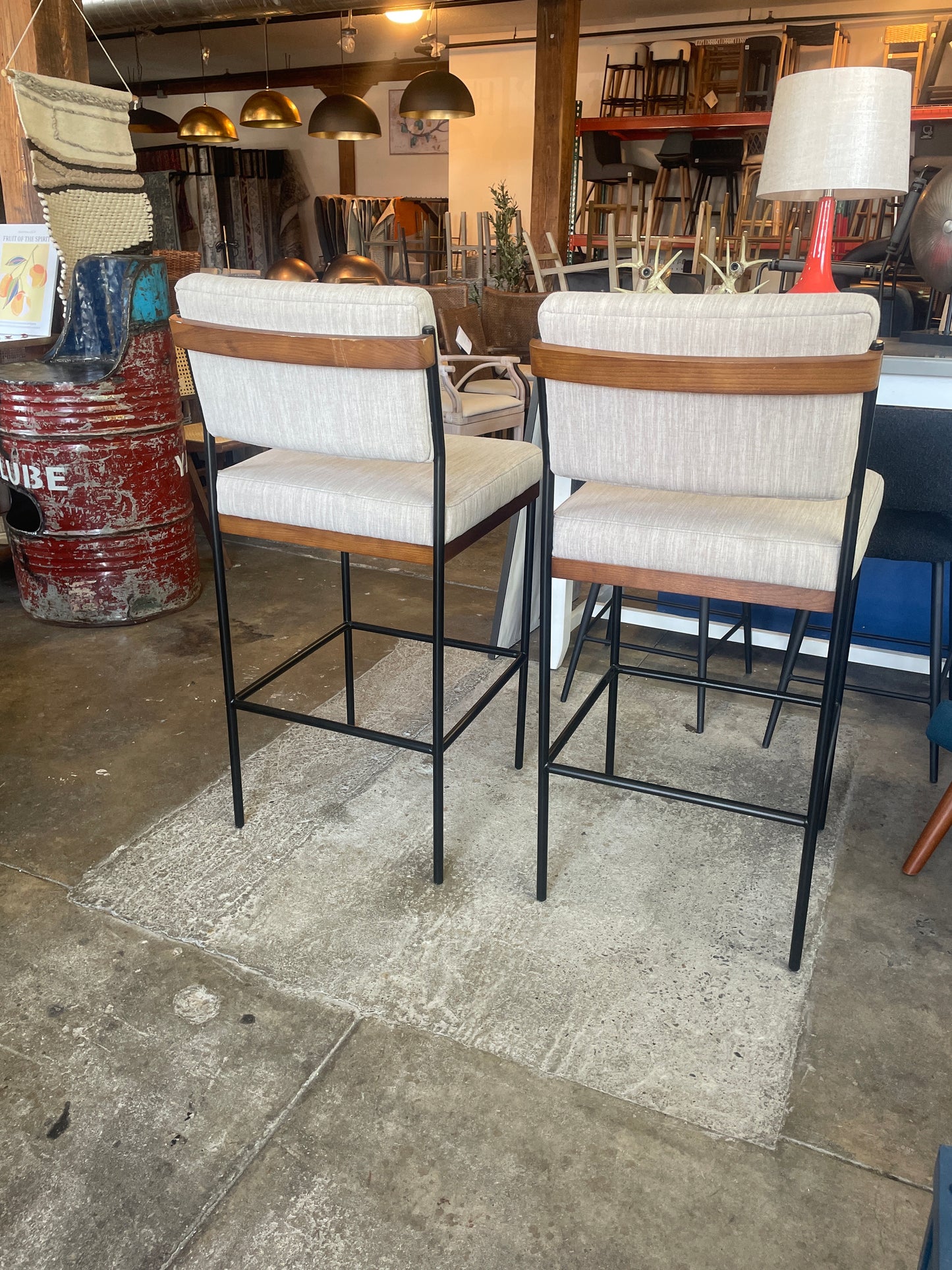 Four Hands grey linen barheight barstool 🥂
