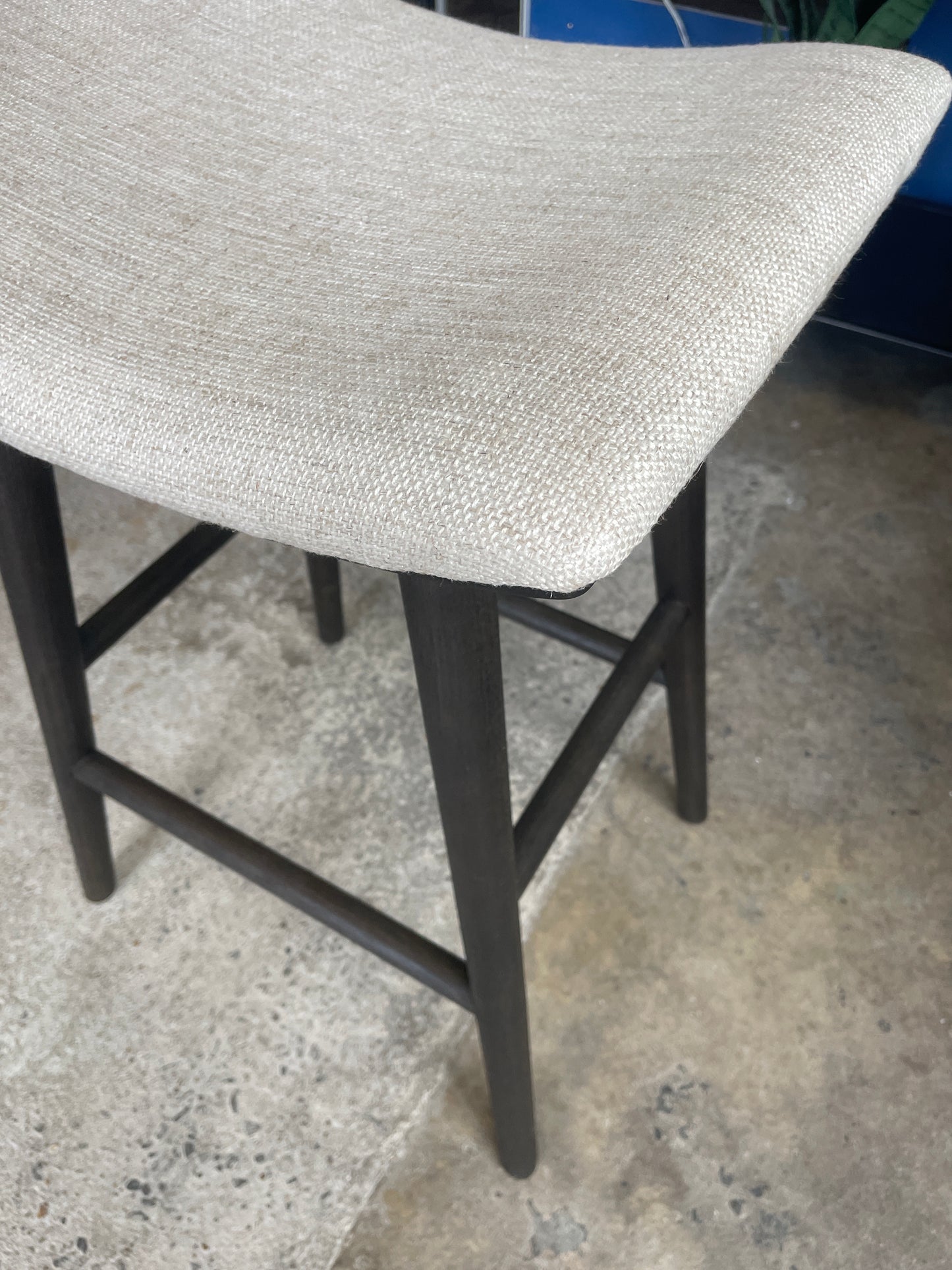 Four Hands backless linen & wood barstool π·