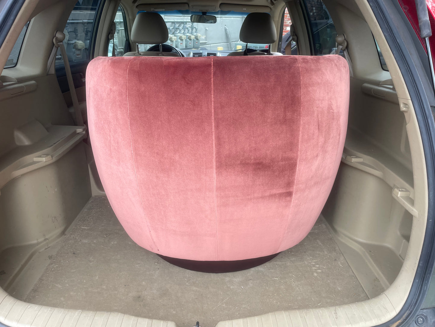 Blush Upholstered Swivel Barrel Chair🪷