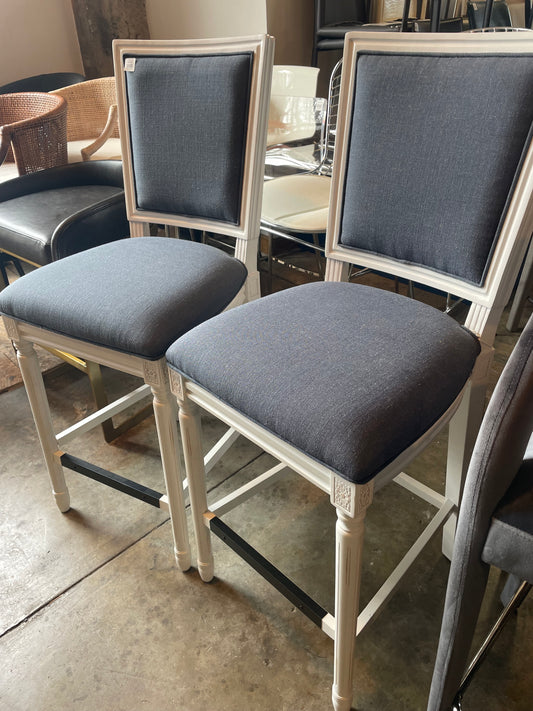 2 country farmhouse grey & white barstools 🍾