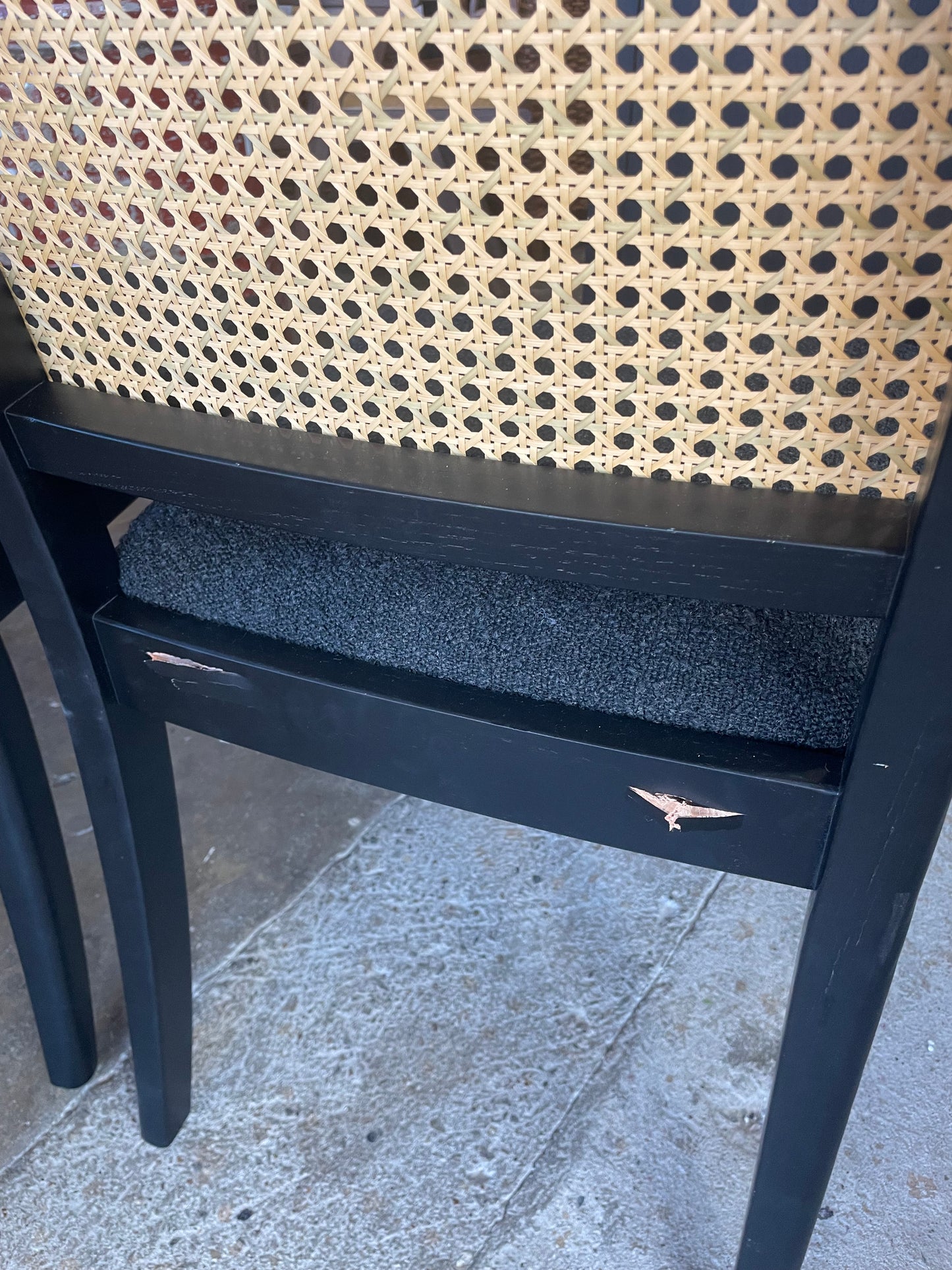 2 MCM black boucle & oak wood dining chairs🌻