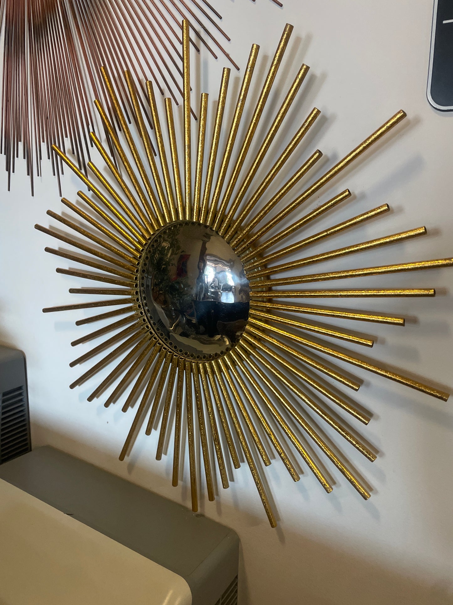 Gold leaf 24” starburst mirror☀️
