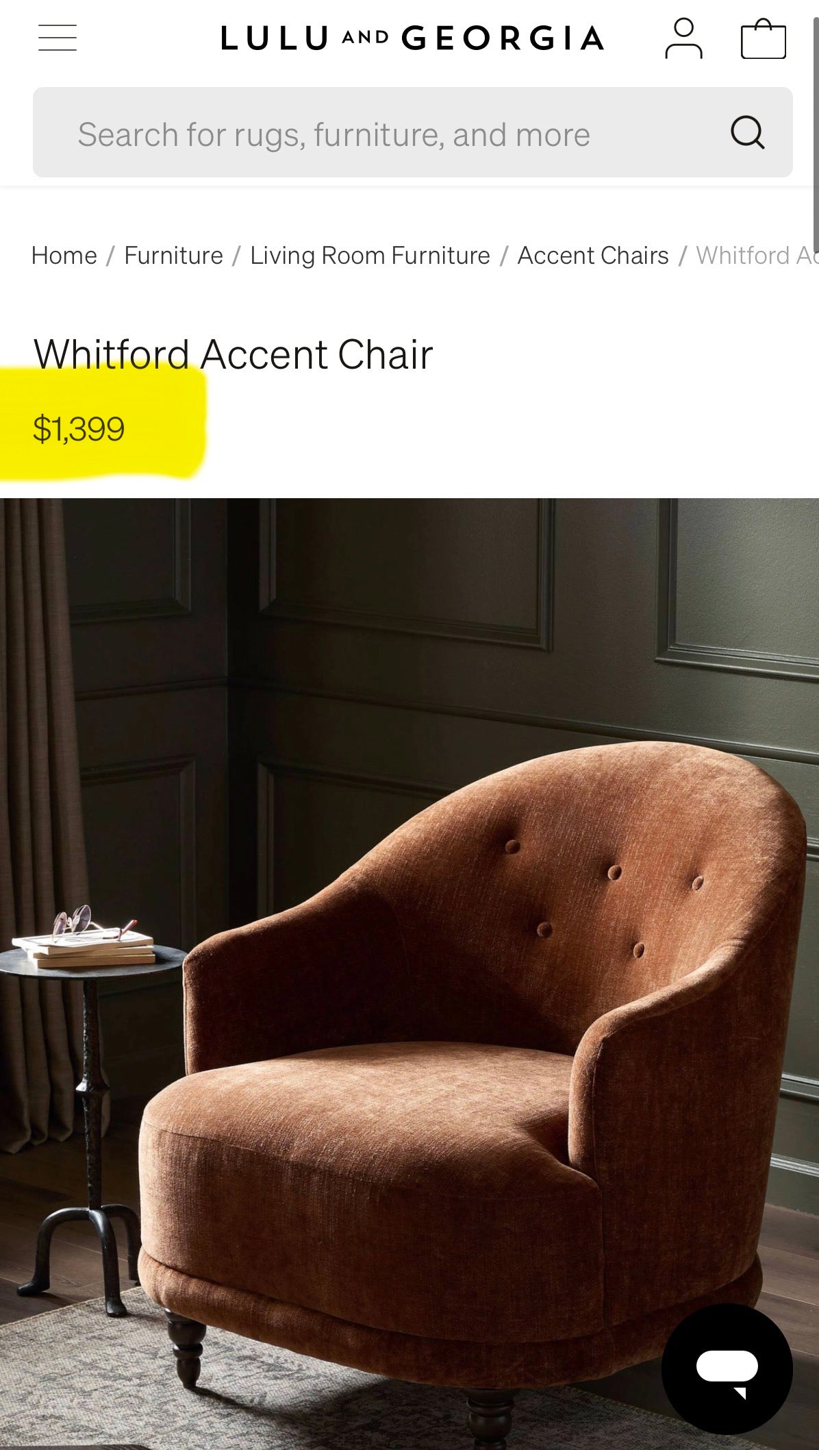 Four Hands armchair in sienna 🧶