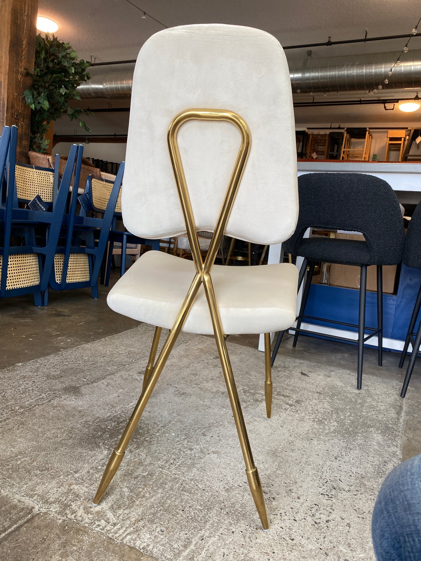 Modern white velvet & gold chair ✨