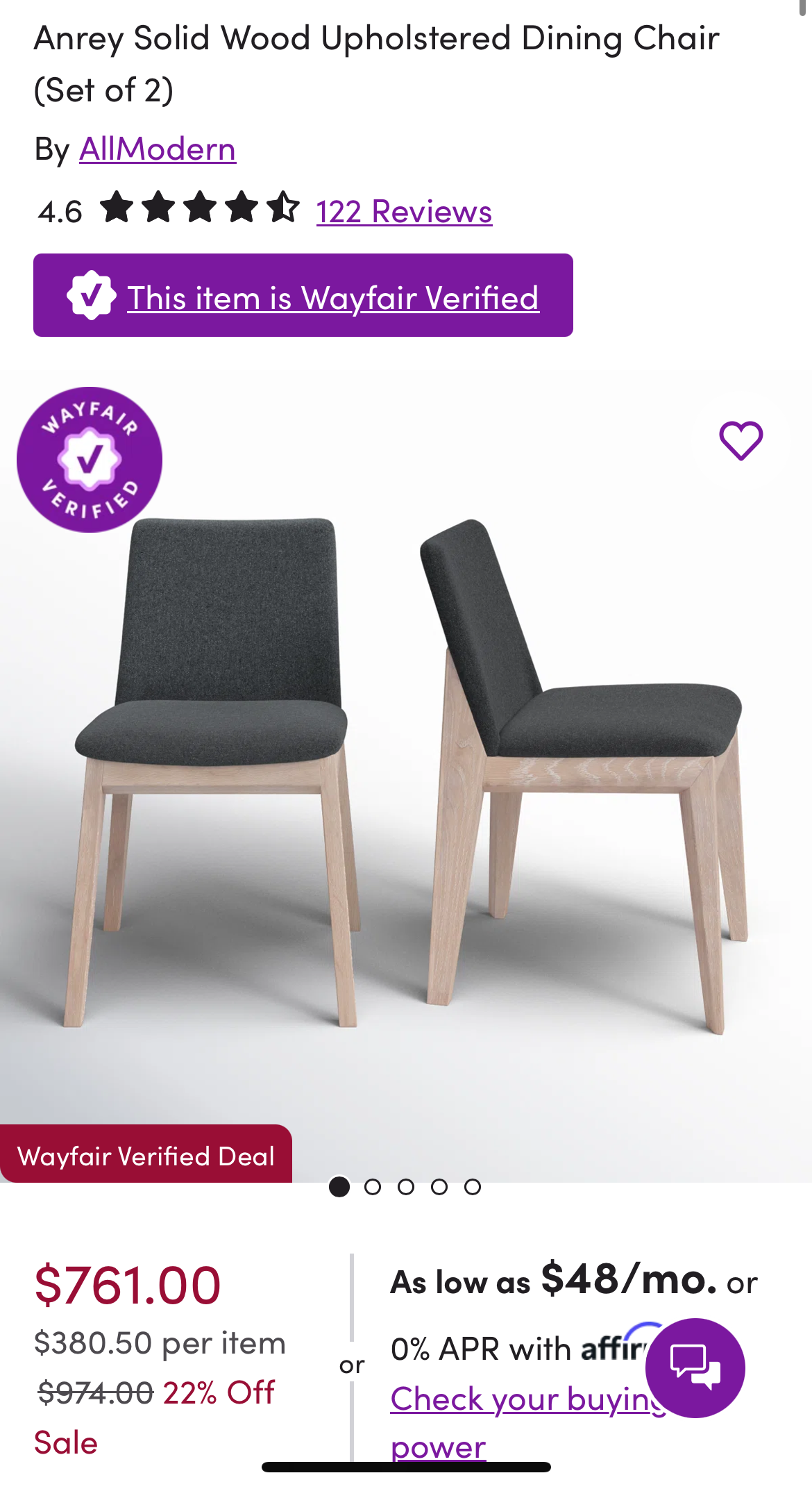 Modern wood grey upholstered dining chairs🍷