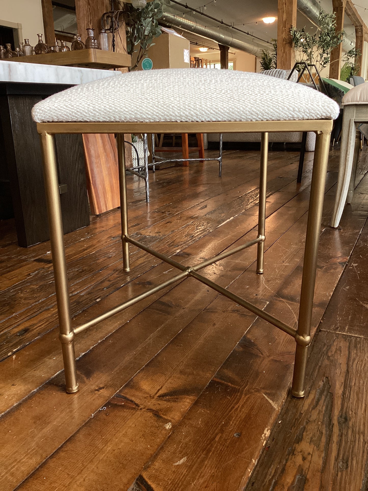 Uttermost small white & gold bench ✨