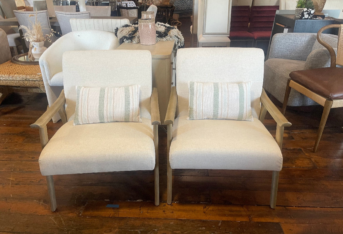 2 modern flax linen accent chairs 🪴
