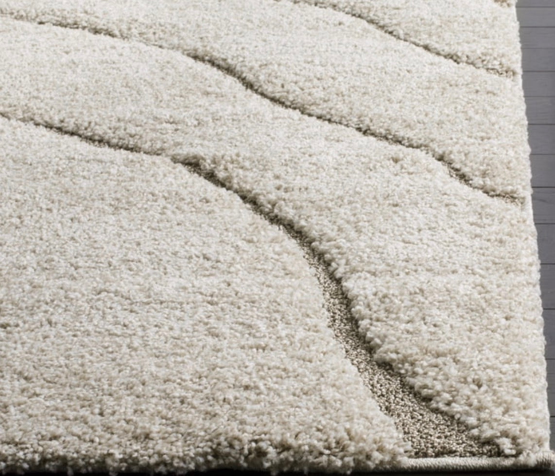 3x5 abstract cream shaggy rug 🦢