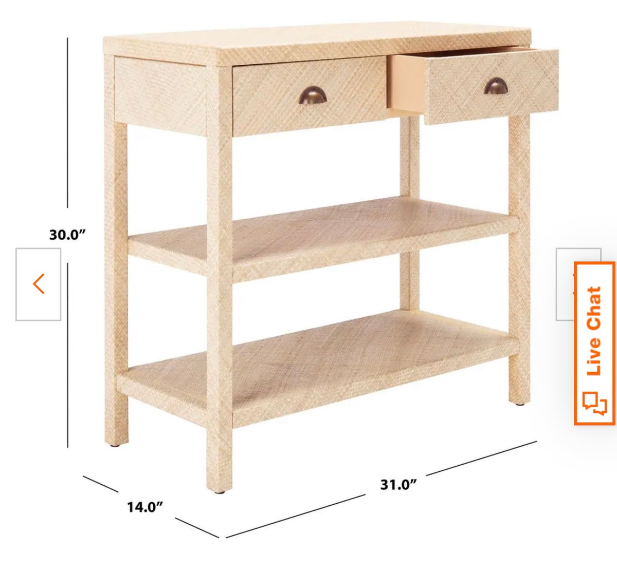 Light natural woven & wood console table w/ drawers 🪴