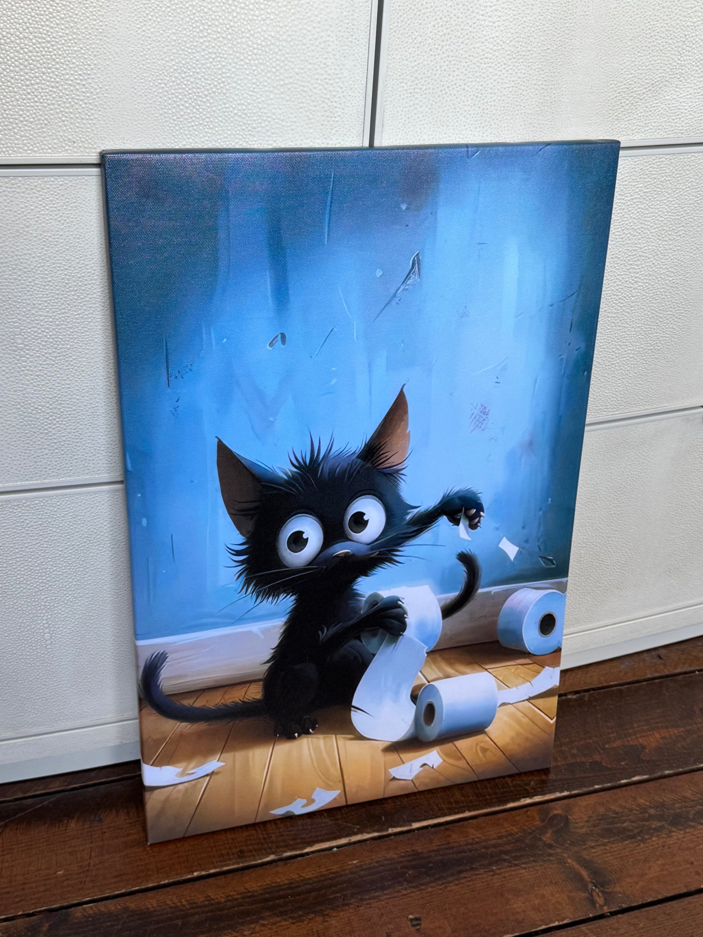 16x24 naughty black cat canvas print 🐈⬛