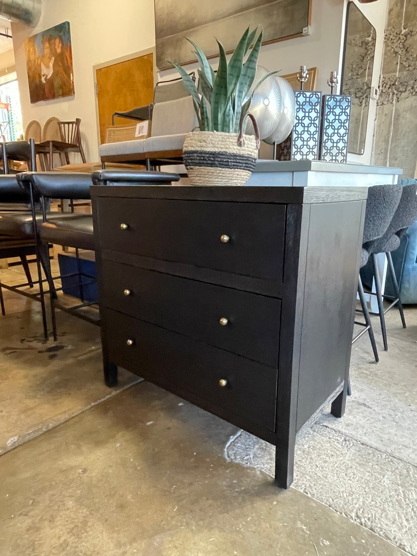 Black oversized nightstand w/ gold knobs ✨