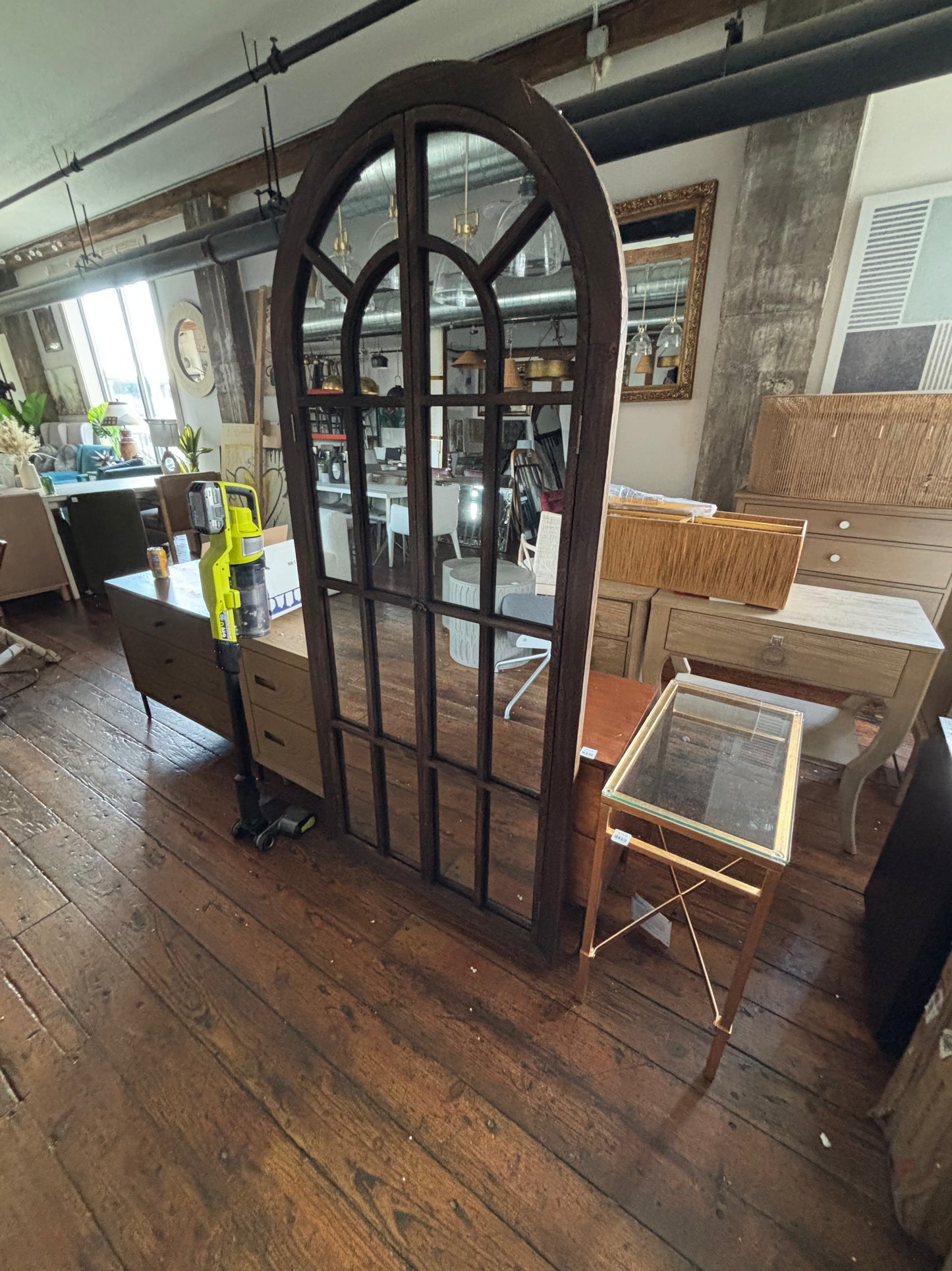 31x71 oversized arched farmhouse wood framed full-length mirrorš