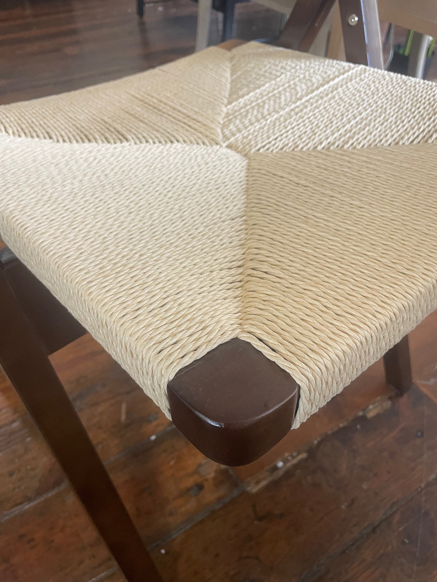 2 walnut wood folding chairs w/ woven back & seat🌻