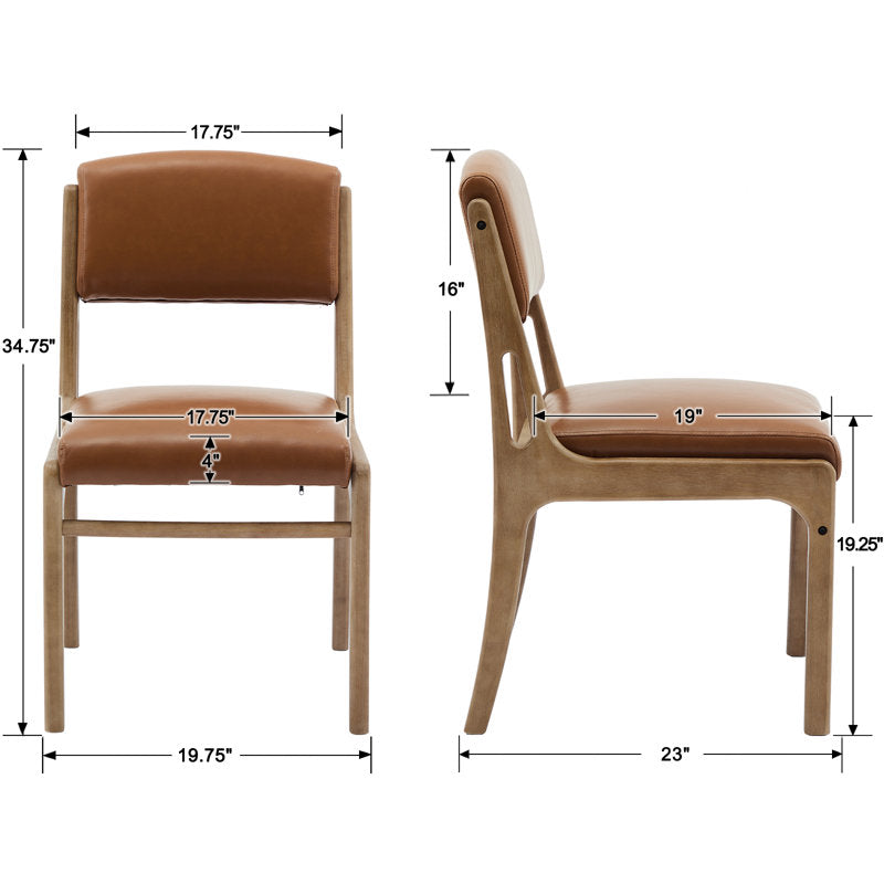 2 Upholstered solid oak dining chairs