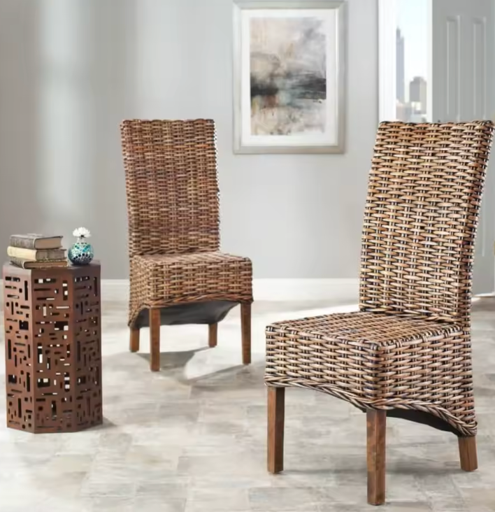 Brown wicker dining chair 🌻