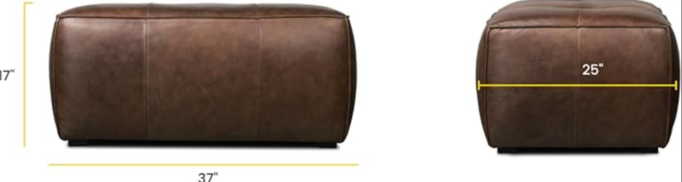 Chocolate brown genuine leather Poly & Bark ottoman 🤎