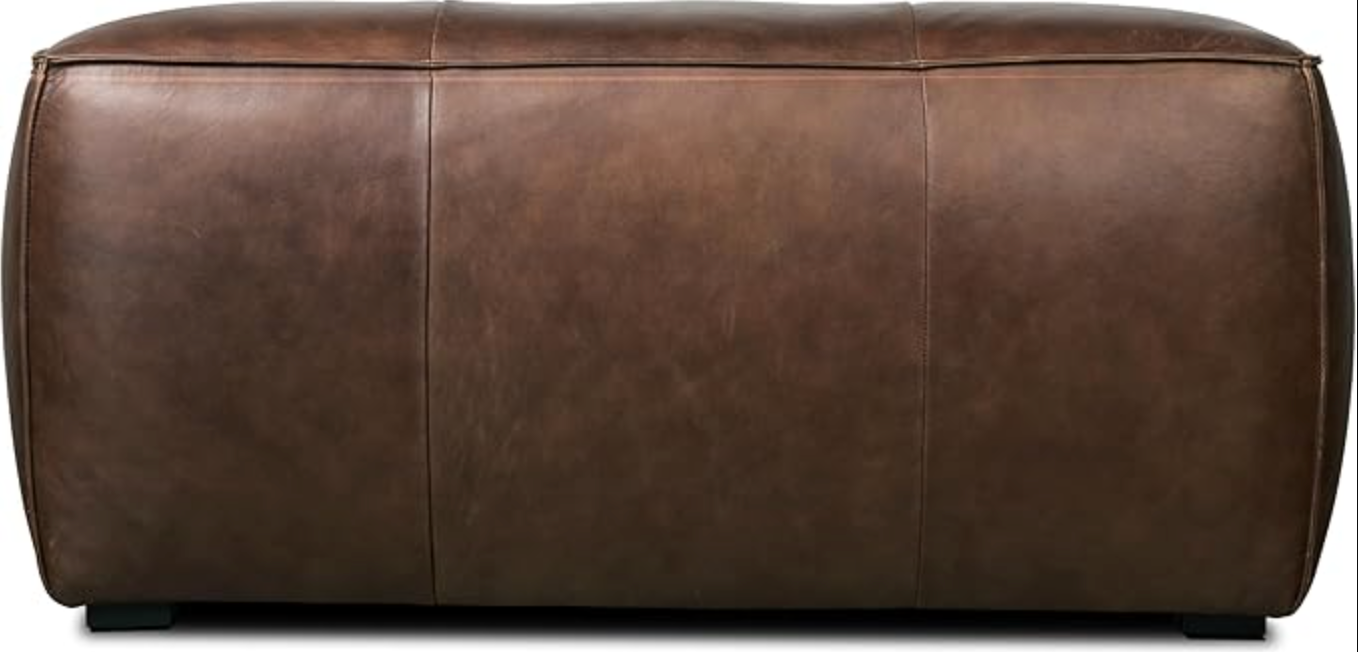 Chocolate brown genuine leather Poly & Bark ottoman 🤎