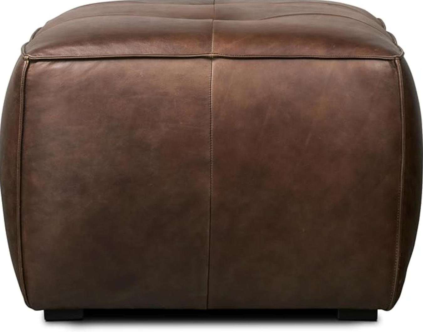 Chocolate brown genuine leather Poly & Bark ottoman 🤎