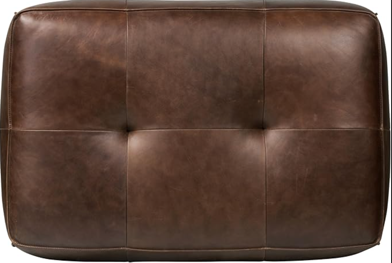Chocolate brown genuine leather Poly & Bark ottoman 🤎