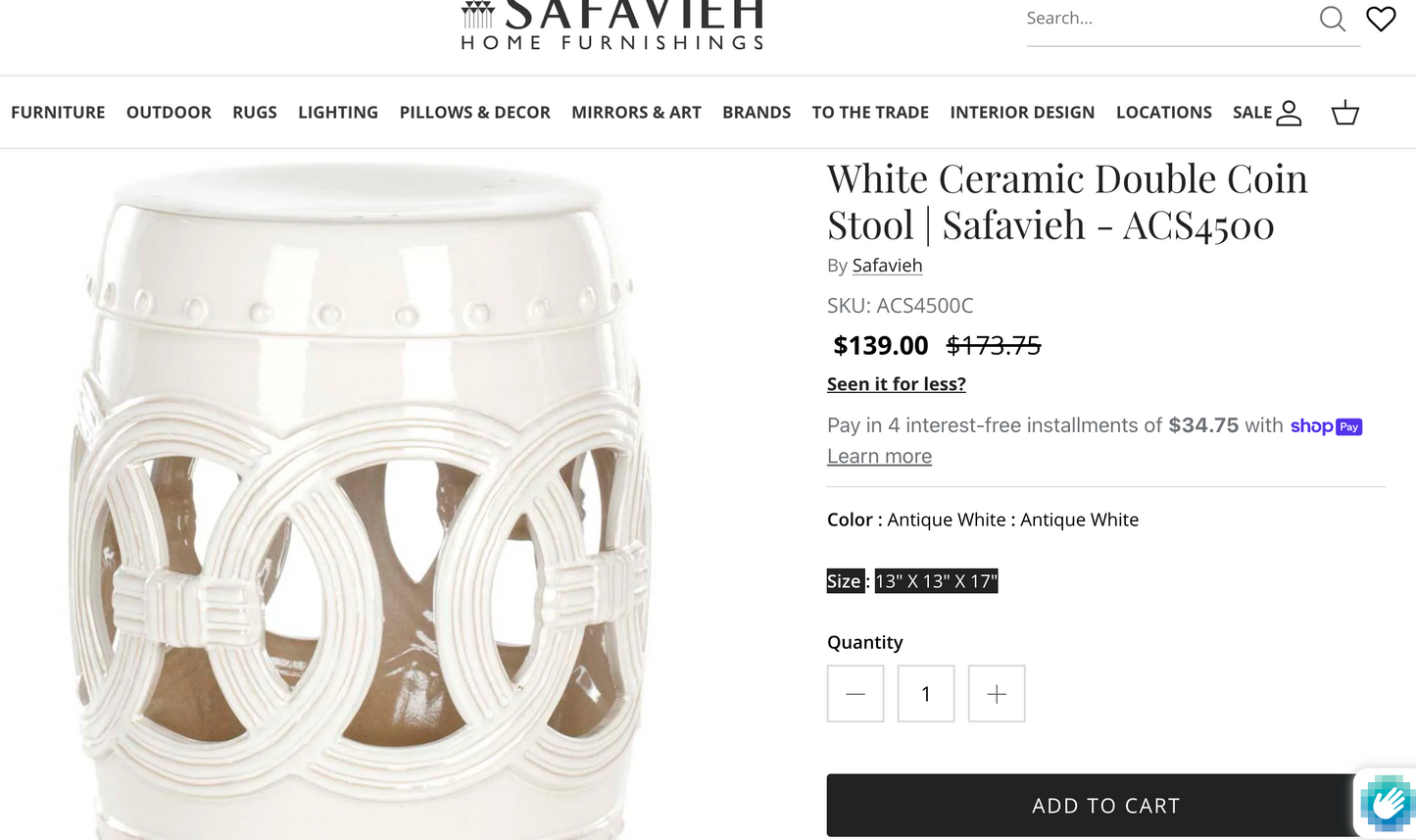 Ceramic white garden stool 🤍
