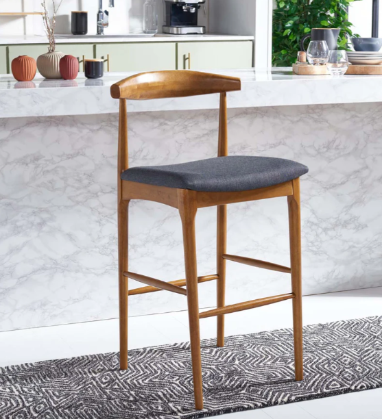 Retro walnut/dark grey cushion 26-inch barstool π₯