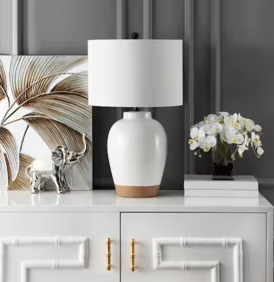 Speckled ivory glaze 27-inch table lamp💡
