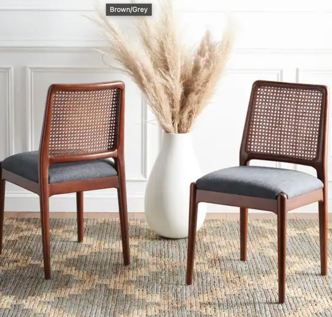 Brown & grey rattan coastal dining chairs 🤎