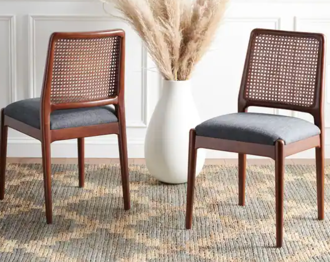 Brown & grey rattan coastal dining chairs 🤎