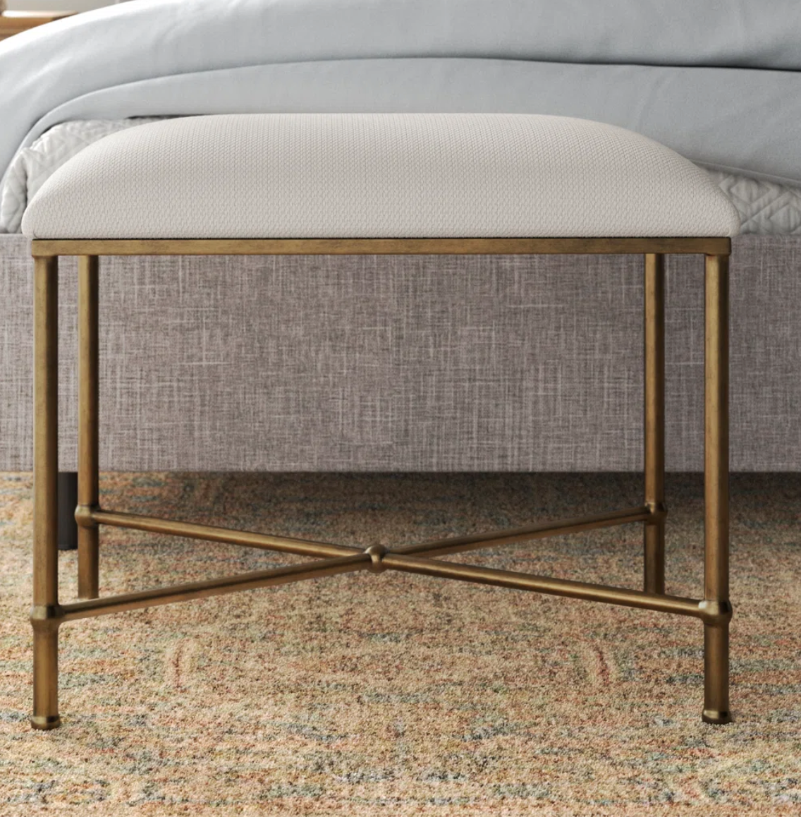 Uttermost small white & gold bench ✨