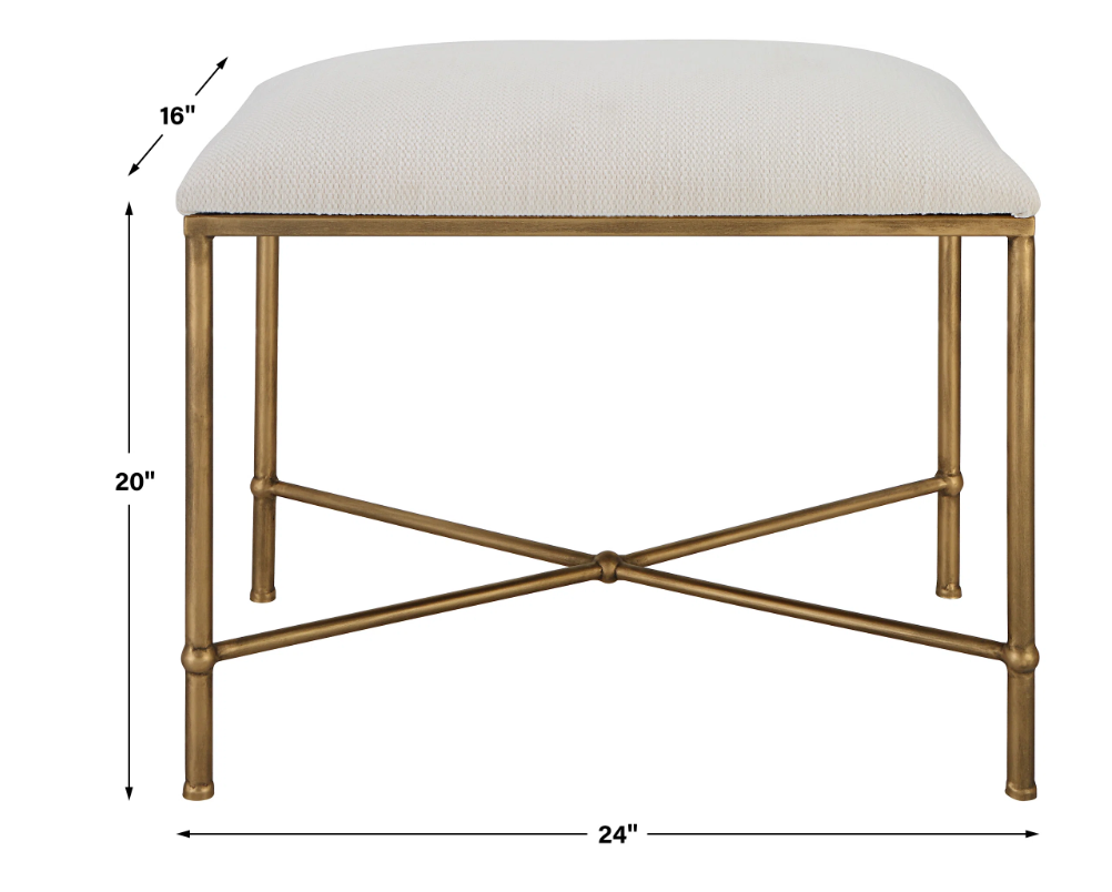 Uttermost small white & gold bench ✨