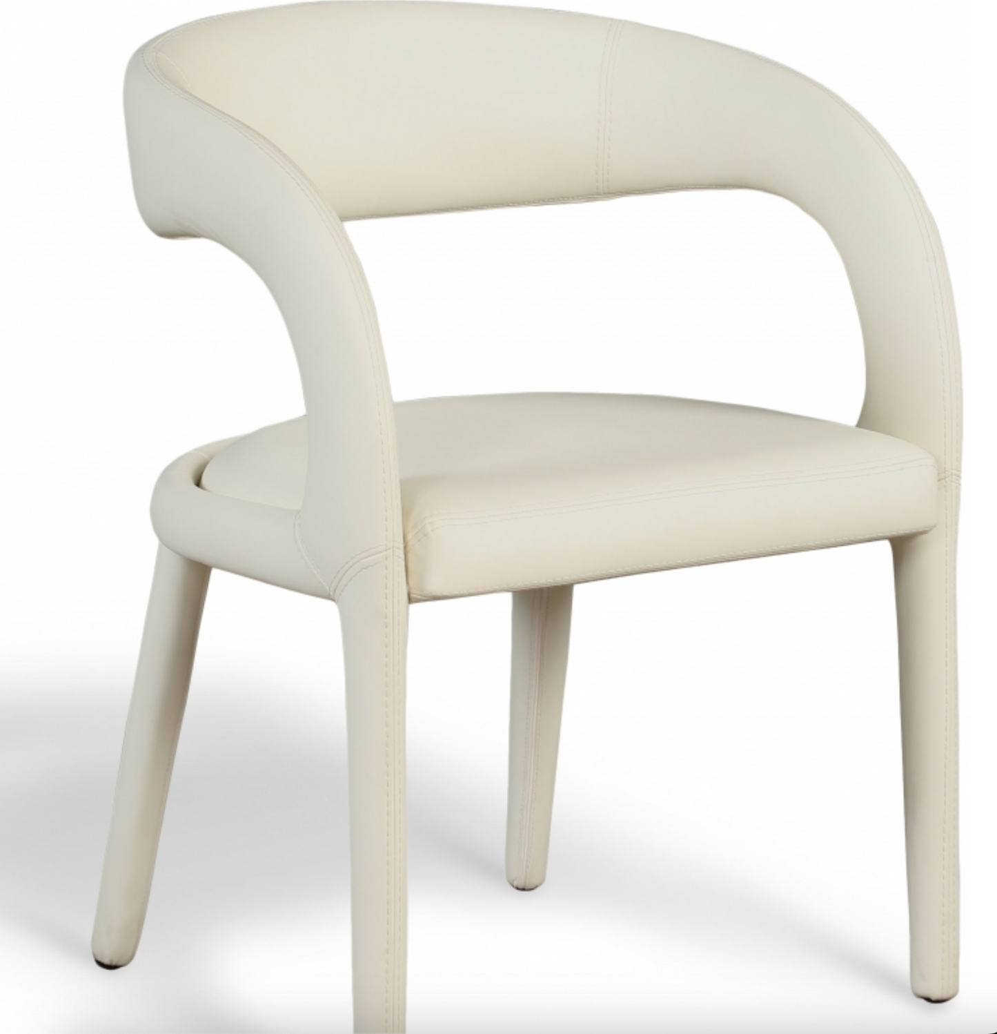 Vegan leather cream modern accent chair 🐚